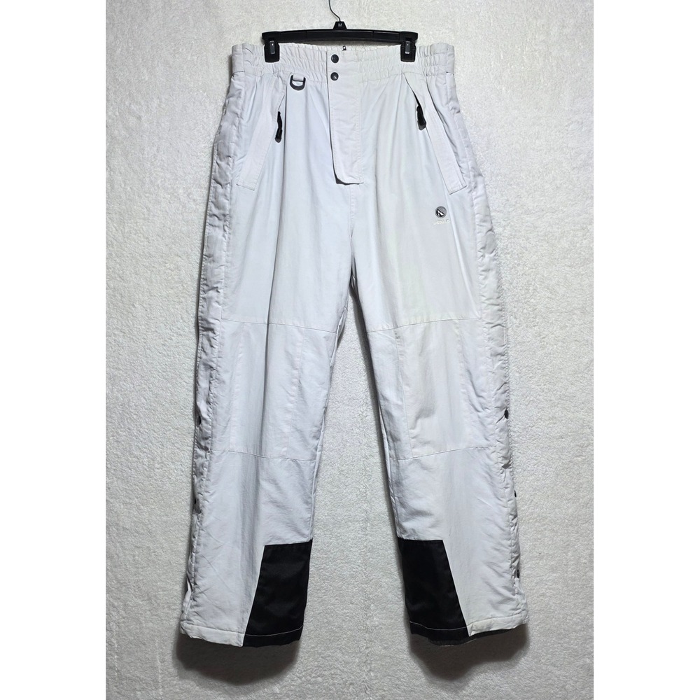 Serac Vintage White Insulated Snow Pants Full Side Zip Ski Trousers Men's XL